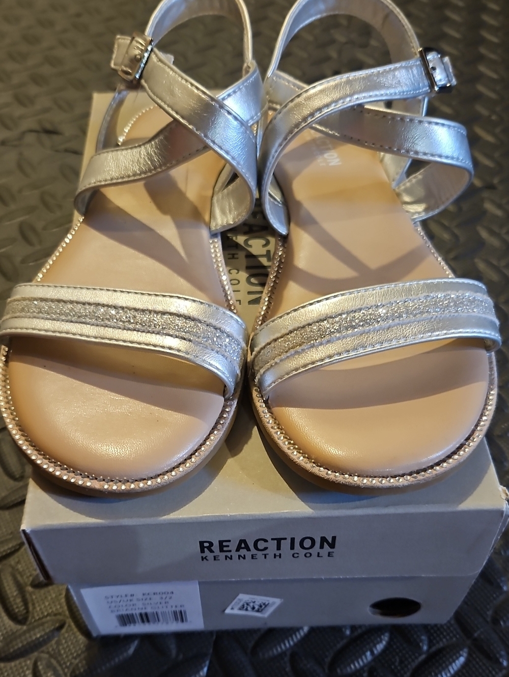 Kenneth Cole Reaction Girls' Silver Metallic Strappy Sandals